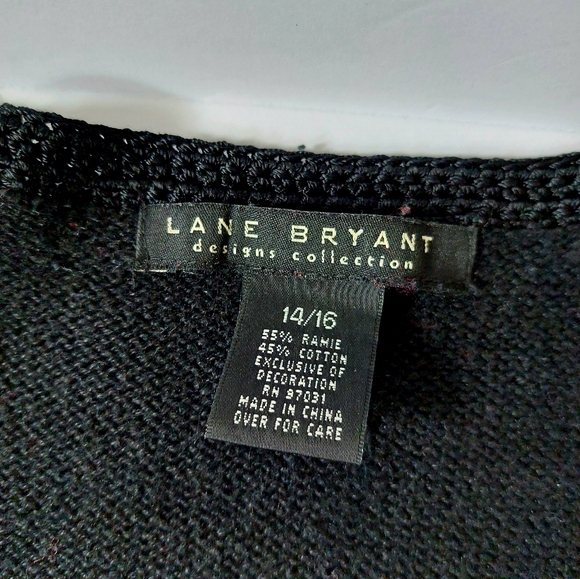 Beaded Poinsettia, Holly & Bows Christmas Black Cardigan Sweater 14/16 Lane Brya - Picture 4 of 7